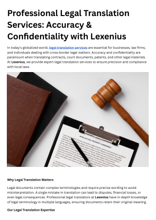 Professional Legal Translation Services Accuracy & Confidentiality with Lexenius