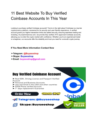 11 Best Website To Buy Verified Coinbase Accounts In This Year