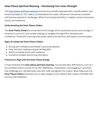 Solar Plexus Spiritual Meaning