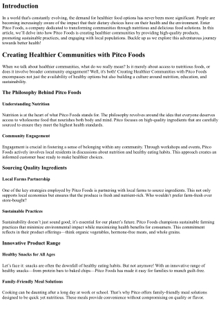 Creating Healthier Communities with Pitco Foods.