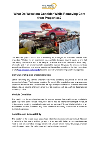 What Do Wreckers Consider Remove Cars