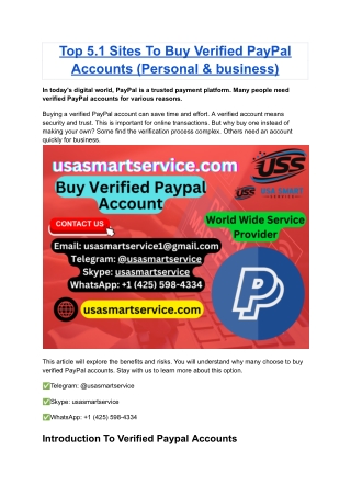 Top 5.1 Sites To Buy Verified PayPal Accounts (Personal & business)