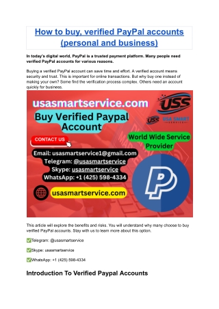 How to buy, verified PayPal accounts (personal and business)
