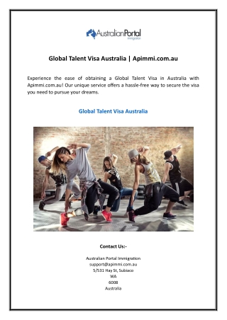 Global Talent Visa Australia | Apimmi.com.au