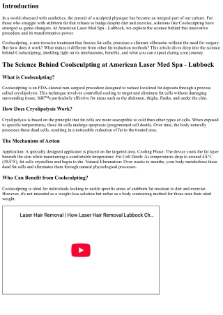 The Science Behind Coolsculpting at American Laser Med Spa - Lubbock