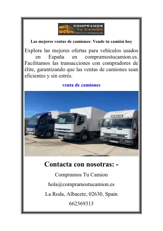 Las mejores ventas de camiones Vende tu camión hoy
