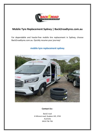 Mobile Tyre Replacement Sydney | Back2roadtyres.com.au