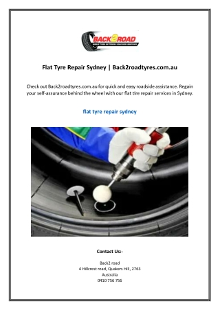 Flat Tyre Repair Sydney | Back2roadtyres.com.au