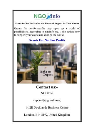 grants for not for profits get financial support