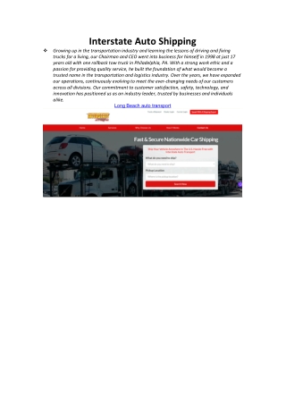 interstate auto shipping growing