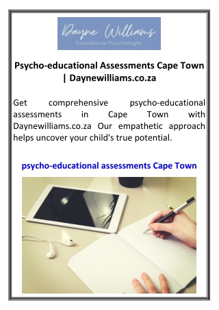Psycho-educational Assessments Cape Town Daynewilliams.co.za