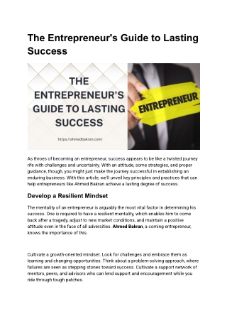 The Entrepreneur's Guide to Lasting Success