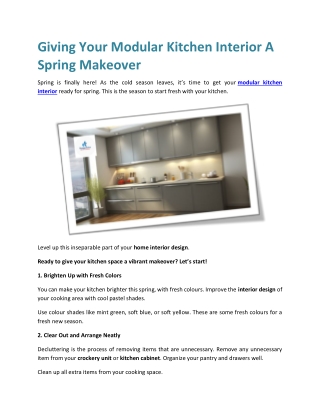 Giving Your Modular Kitchen Interior A Spring Makeover