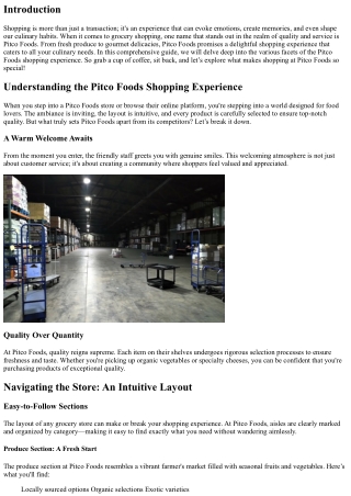 Understanding the Pitco Foods Shopping Experience