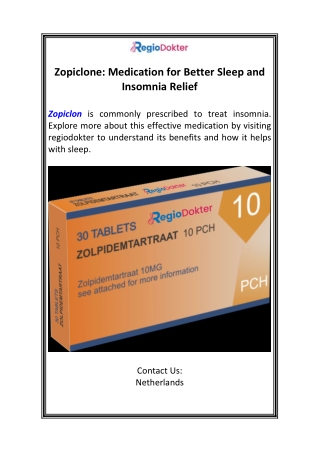zopiclone medication for better sleep