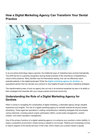 How a Digital Marketing Agency Can Transform Your Dental Practice