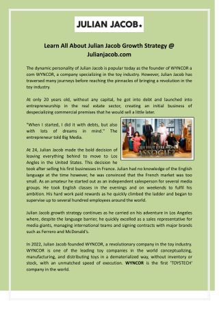 learn all about julian jacob growth strategy