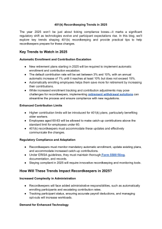 401(k) Recordkeeping Trends in 2025