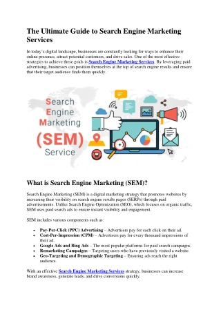 The Ultimate Guide to Search Engine Marketing Services