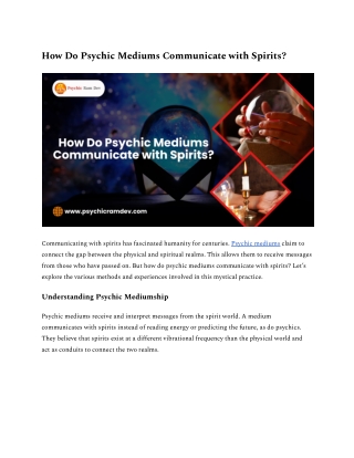 How Do Psychic Mediums Communicate with Spirits