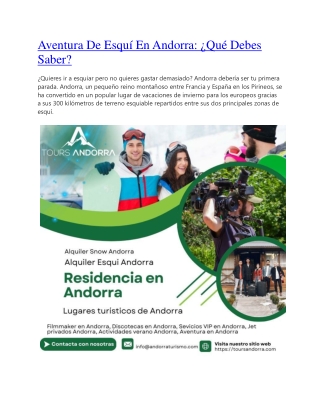 Aventura De Esquí En Andorra ¿Qué Debes Saber