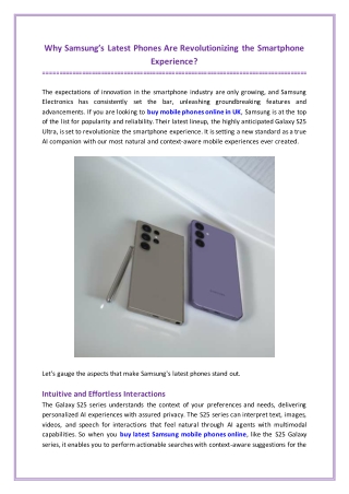 Why Samsung’s Latest Phones Are Revolutionizing the Smartphone Experience?