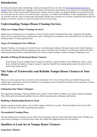 The Value of Trustworthy and Reliable Nampa House Cleaners in Your Home