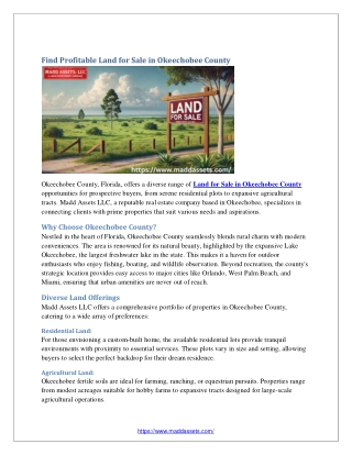 Find Profitable Land for Sale in Okeechobee County