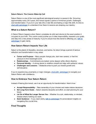 saturn return the cosmic wake up call