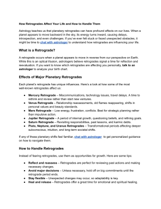 how retrogrades affect your life