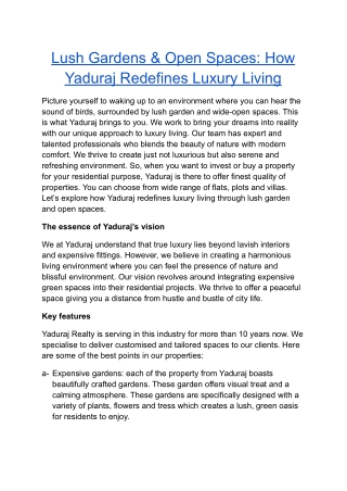 Lush Gardens & Open Spaces_ How Yaduraj Redefines Luxury Living