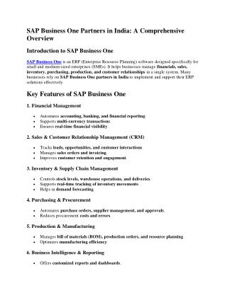 SAP Business One Partners in India: A Comprehensive Overview