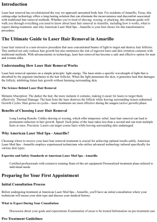 The Ultimate Guide to Laser Hair Removal in Amarillo