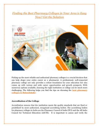 Finding the Best Pharmacy Colleges in Your Area is Easy Now! Get the Solution