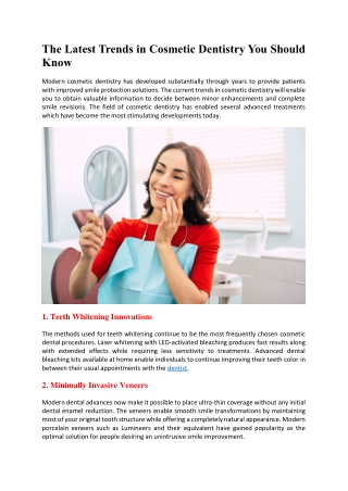 The Latest Trends in Cosmetic Dentistry You Should Know