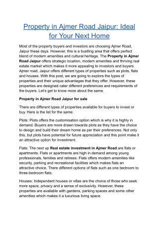 Property in Ajmer Road Jaipur_ Ideal for Your Next Home
