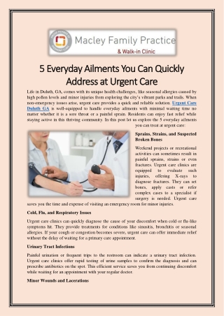 5 Everyday Ailments You Can Quickly Address at Urgent Care