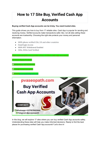 How to 17 Site Buy, Verified Cash App Accounts