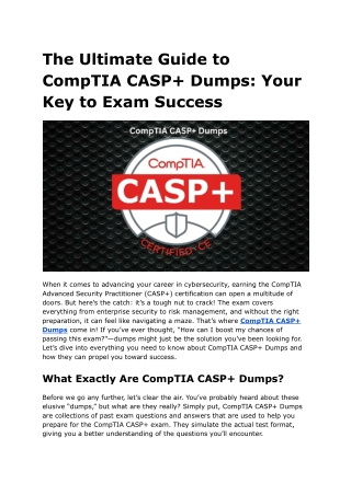 the ultimate guide to comptia casp dumps your