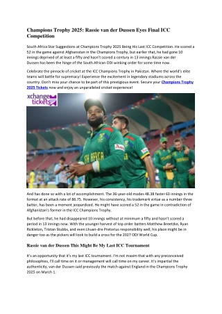 champions trophy 2025 rassie van der dussen eyes