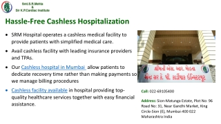 SRM Hospital’s Cashless Facility in mumbai, Quality Care Without Upfront Payment