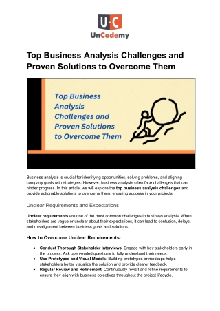 top business analysis challenges and proven