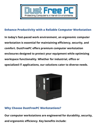 Ergonomic Computer Workstations – DustFreePC | Secure & Efficient