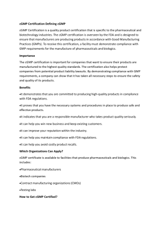 gmp certification
