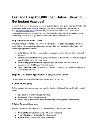 Fast and Easy ₹50,000 Loan Online_ Steps to Get Instant Approval