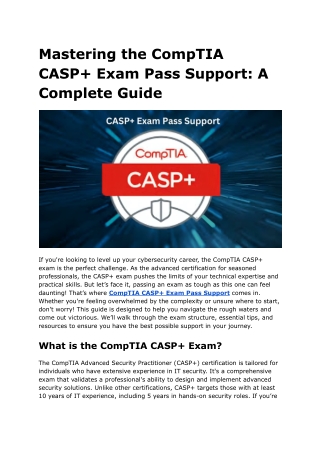 mastering the comptia casp exam pass support