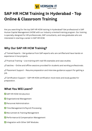 SAP HR HCM Training in Hyderabad | SAP HR HCM Course | SAP Expert Trainers