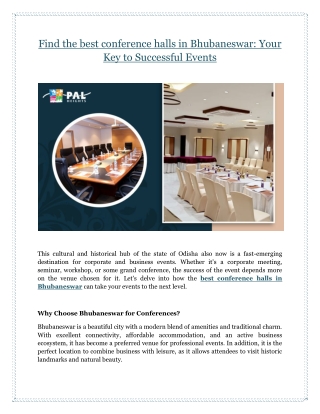 Find the best conference halls in Bhubaneswar: Your Key to Successful Events