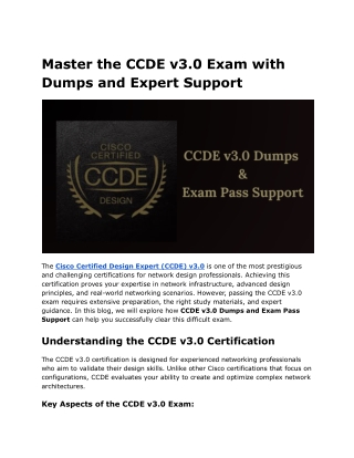 master the ccde v3 0 exam with dumps and expert