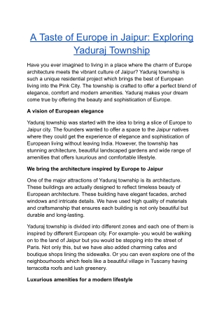 A Taste of Europe in Jaipur_ Exploring Yaduraj Township